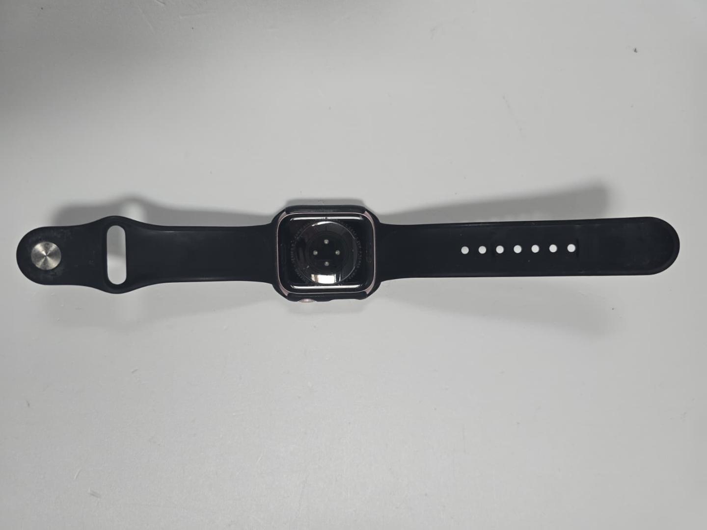 Apple Watch Series 9 GPS, 45 mm, carcasa roz din aluminiu, curea sport din silicon, negru image 2