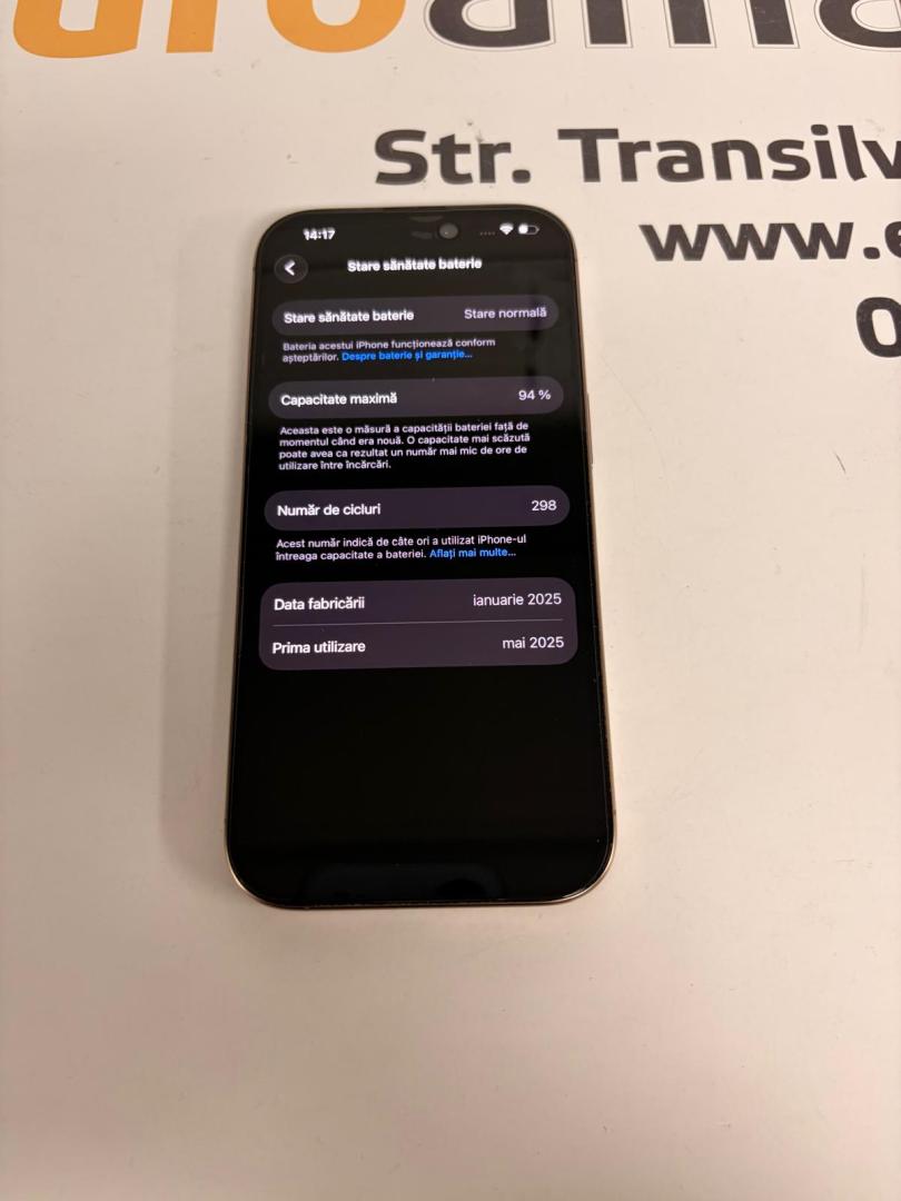 Telefon iPhone 16 Pro, 128GB, 5G, Desert Titanium, Bat.94% image 1