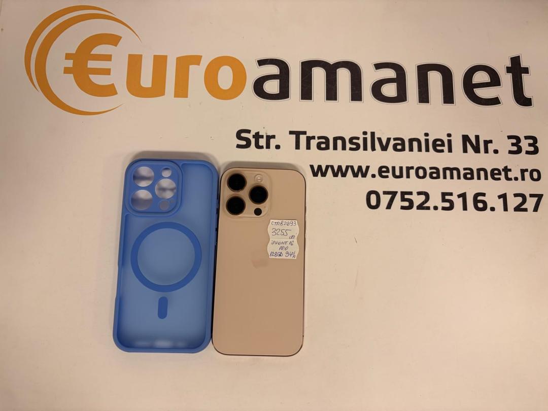 Telefon iPhone 16 Pro, 128GB, 5G, Desert Titanium, Bat.94%