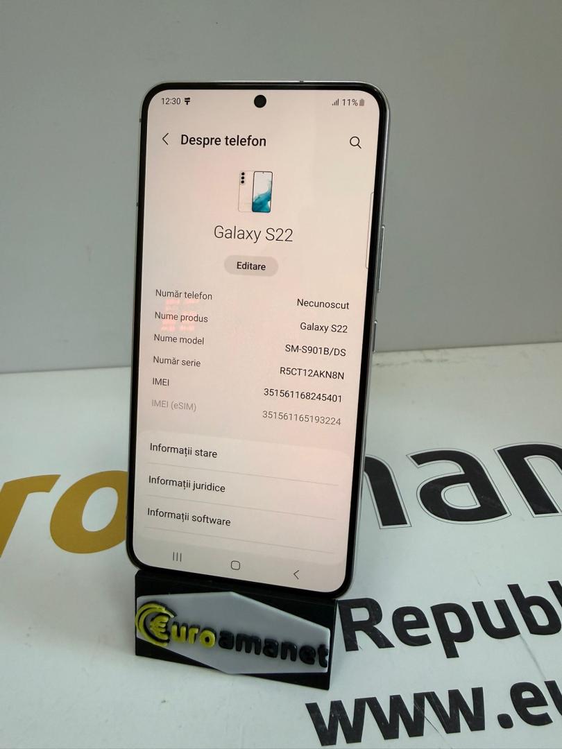 Telefon mobil Samsung Galaxy S22, Dual SIM, 128GB, 8GB RAM, 5G, Phantom White image 1