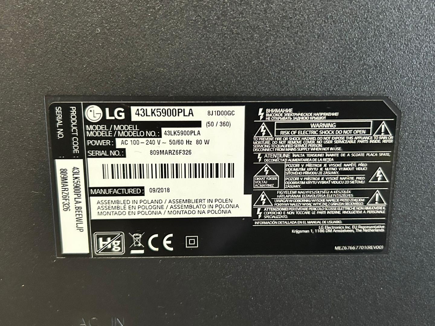 Televizor LED Smart LG, 108 cm, 43LK5900PLA, Full HD image 2