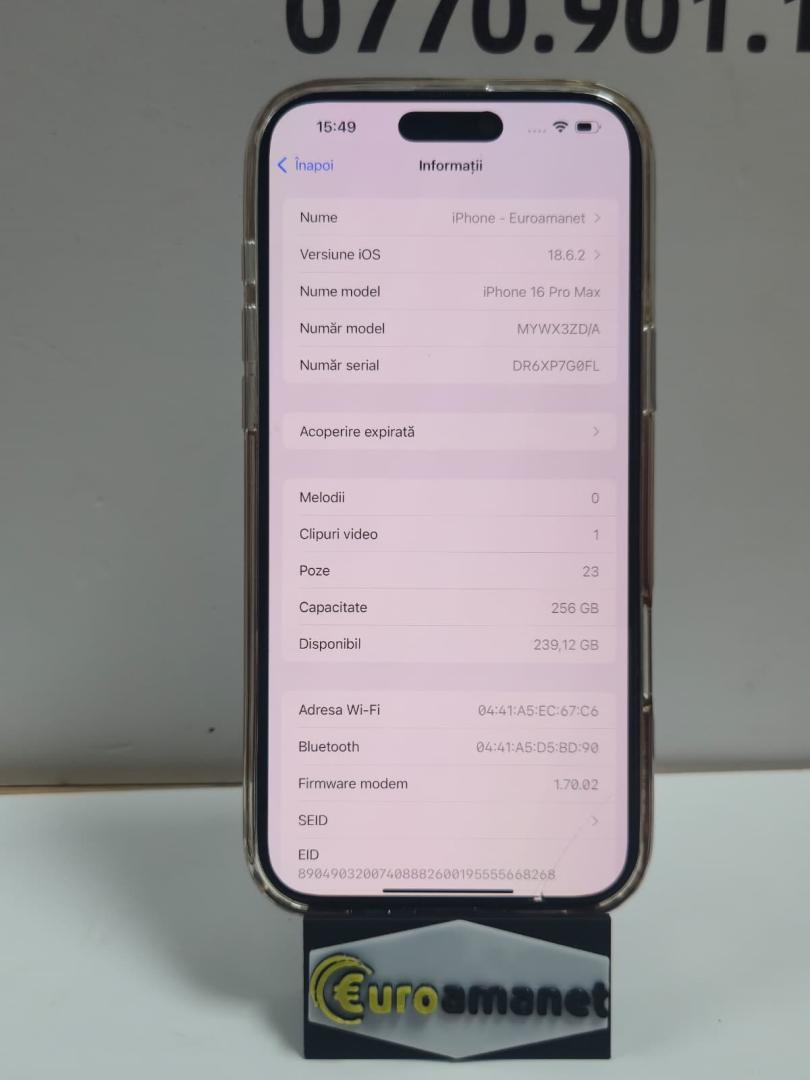 Telefon mobil Apple iPhone 16 Pro Max, 256GB, 5G image 2