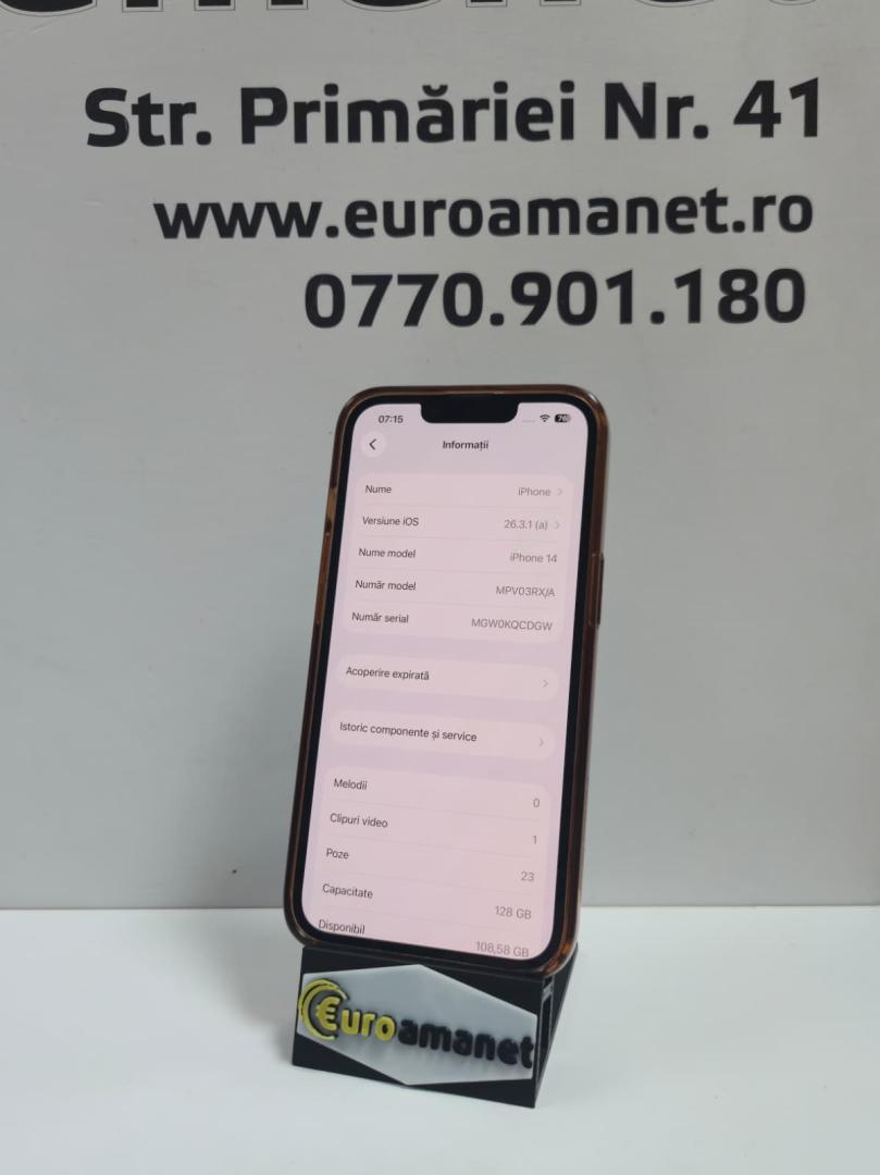 Telefon mobil Apple iPhone 14, 128GB, 5G, Purple B.76% image 3