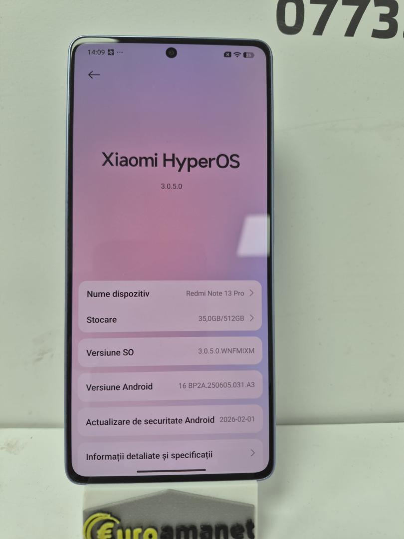 Telefon mobil Xiaomi Redmi Note 13 Pro, Dual SIM, 512GB, 12GB RAM, 5G, Blue image 3