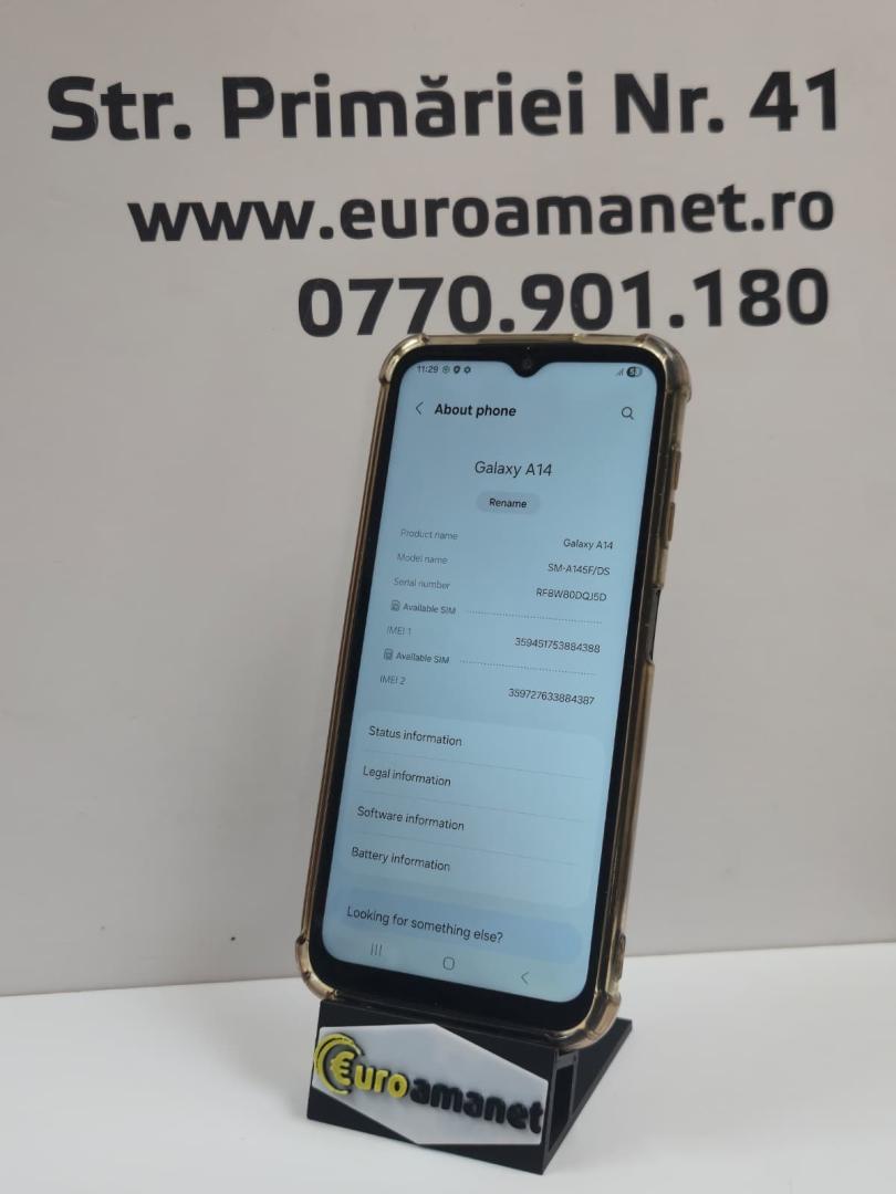 Telefon mobil Samsung Galaxy A14, Dual SIM, 4GB RAM, 128GB, 4G, Black image 3