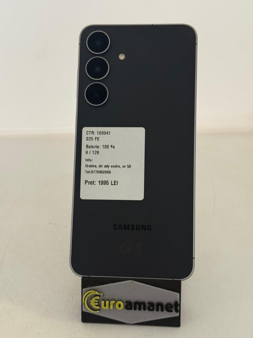 Telefon mobil Samsung Galaxy S25 FE, Dual SIM, 8GB RAM, 128GB, 5G, Jetblack image 1