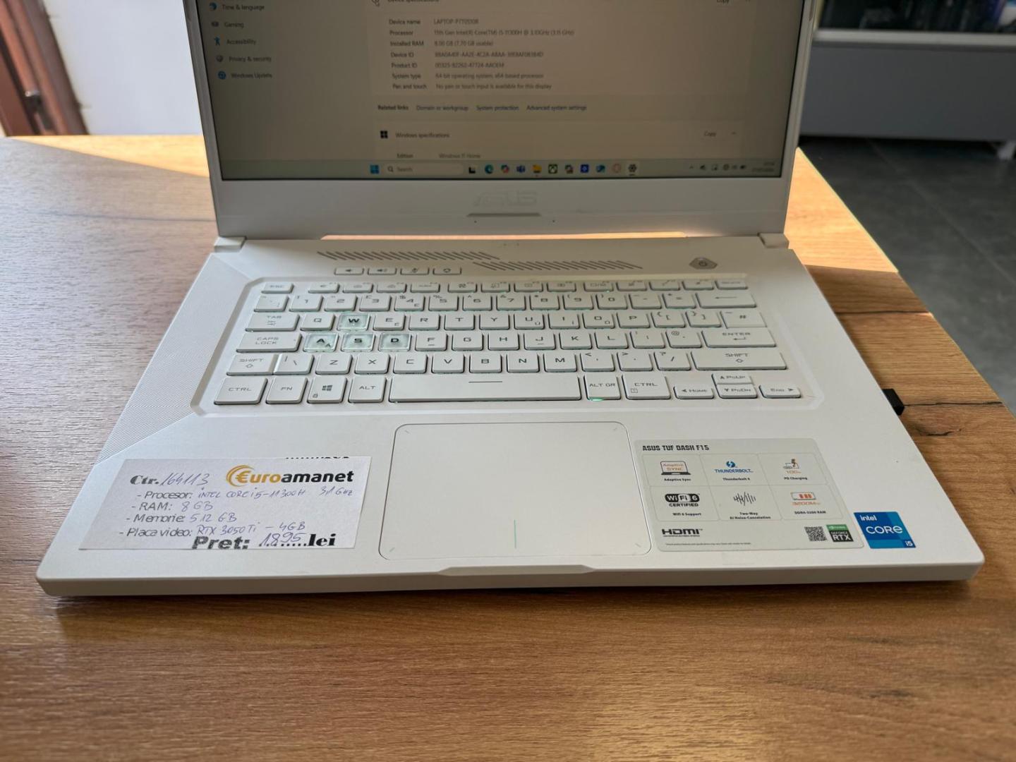Laptop Gaming ASUS TUF Dash F15 FX516PC cu procesor Intel® Core™ i5-11300H, 15.6", Full HD, 144Hz, 8GB, 512GB SSD, NVIDIA® GeForce RTX™ 3050Ti 4GB image 1