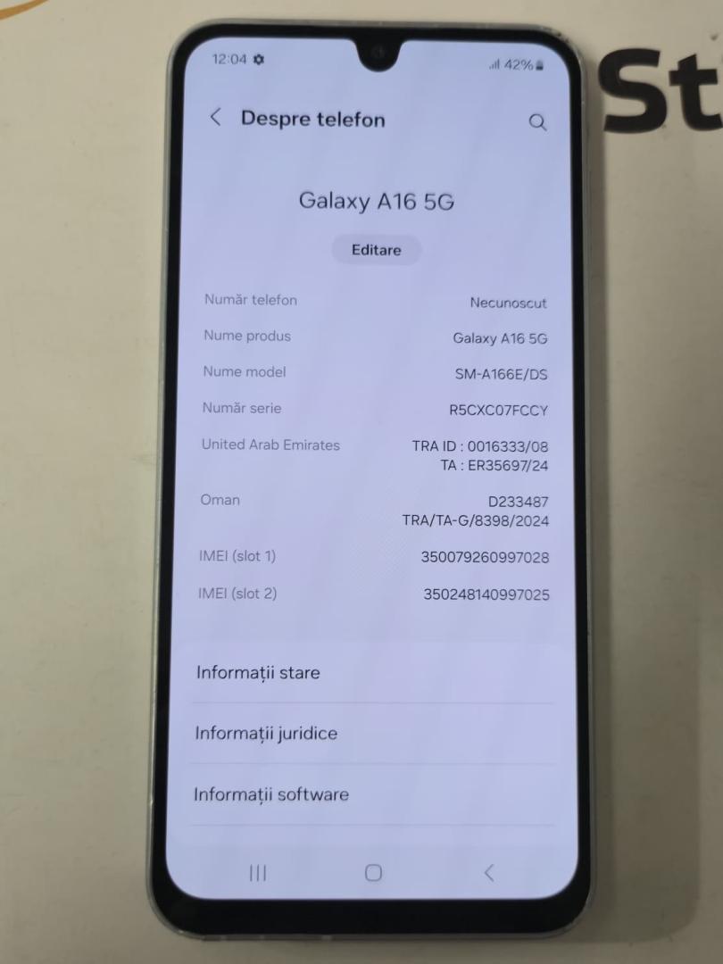Telefon mobil Samsung Galaxy A16, Dual SIM, 4GB RAM, 128GB, 5G, Light Gray image 2