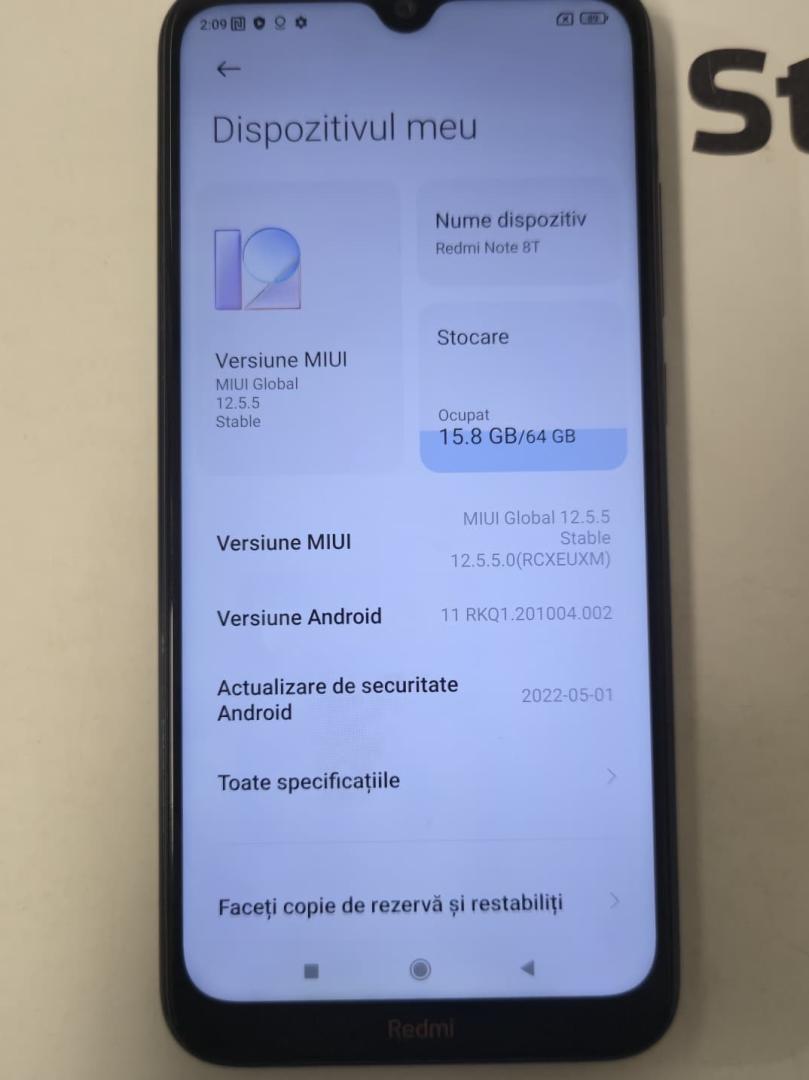 Telefon mobil Xiaomi Redmi Note 8T, Dual SIM, 64GB, 4G, Starscape Blue image 2