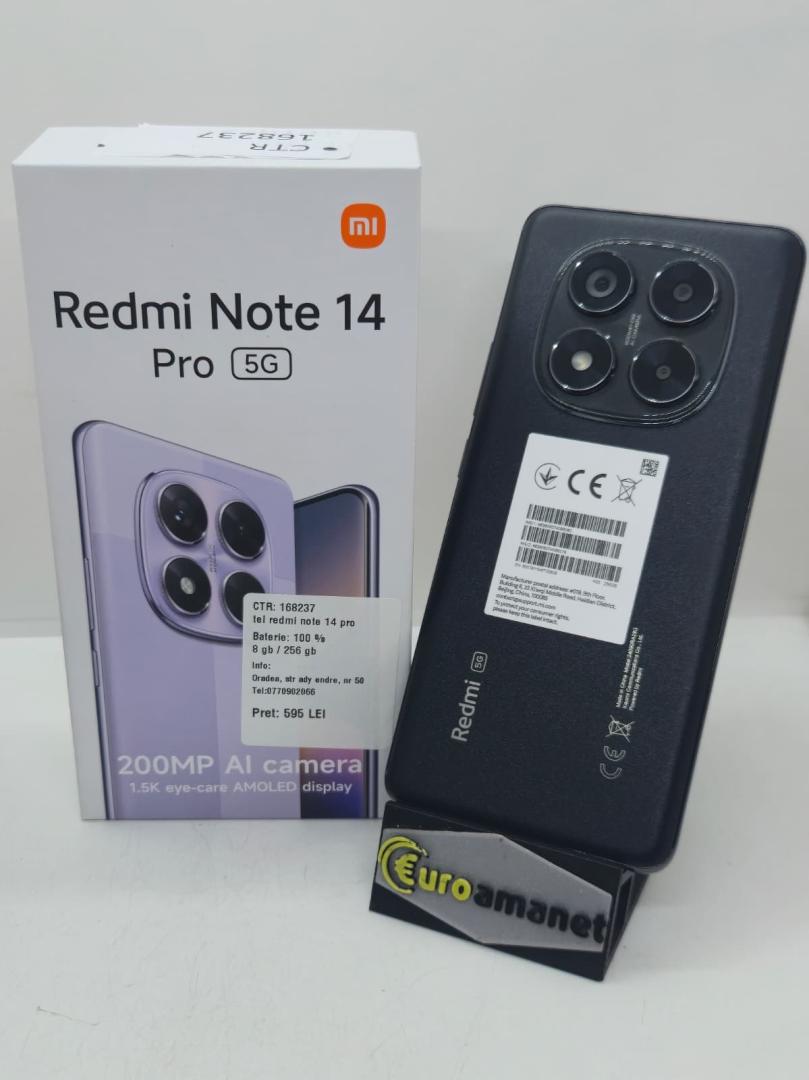Telefon Xiaomi Redmi Note 14 Pro, 256GB, 8GB RAM, Dual SIM, Midnight Black
