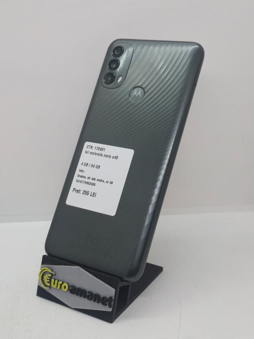 Telefon mobil Motorola Moto E40, Dual SIM, 64GB, 4GB RAM, 4G, Carbon Grey