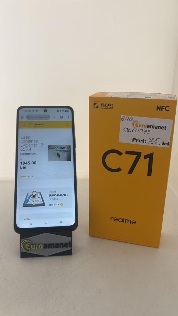 Telefon mobil, Realme C71 4G 6+128GB,6000mAh, Forest Owl, ecran de 6.67 inch, rata de reimprospatare de 120Hz