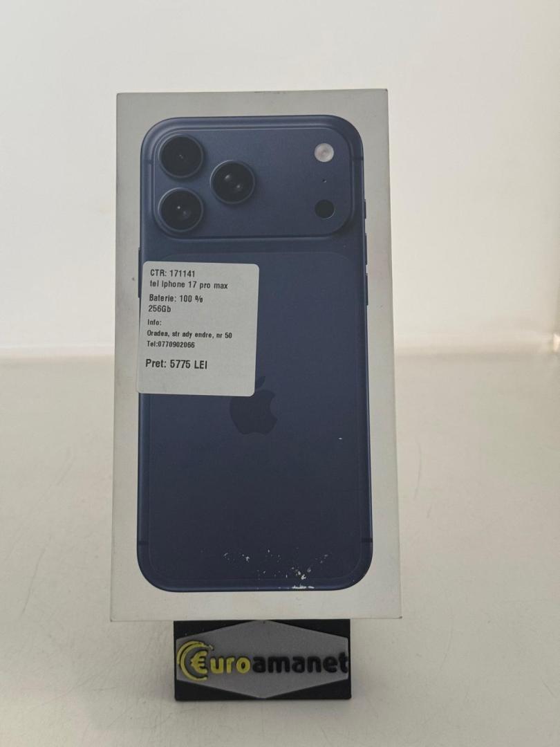 Telefon mobil Apple iPhone 17 Pro Max, 256GB, 5G, Deep Blue