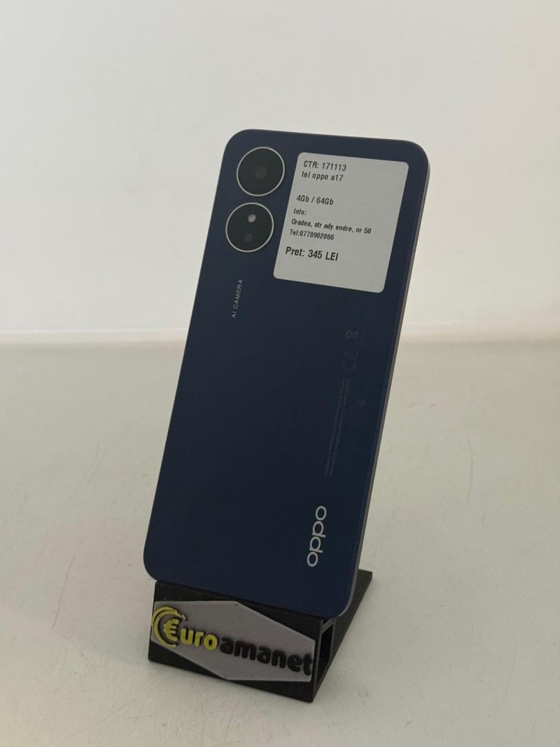 Telefon mobil OPPO A17, Dual SIM, 64GB, 4GB RAM, 4G, Midnight Black image 1