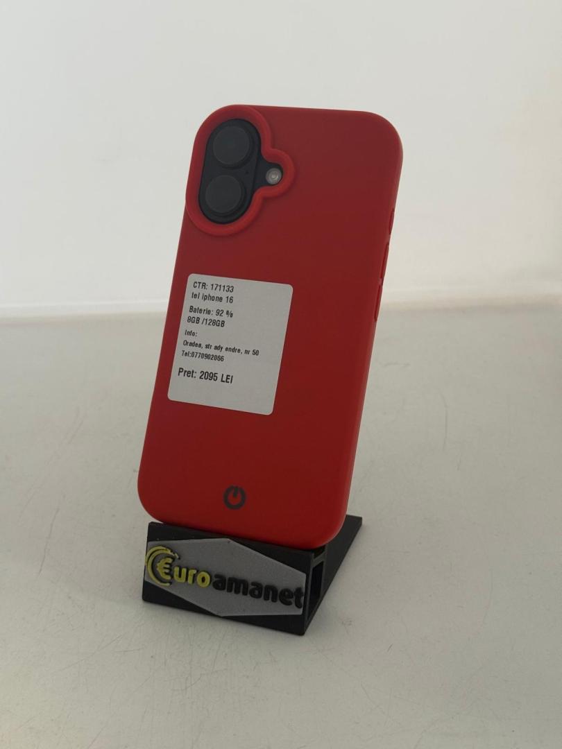 Telefon mobil Apple iPhone 16, 128GB, 5G, Black image 1