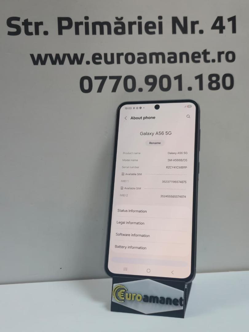 Telefon mobil Samsung Galaxy A56, Dual SIM, 8GB RAM, 128GB, 5G, Awesome Graphite image 2