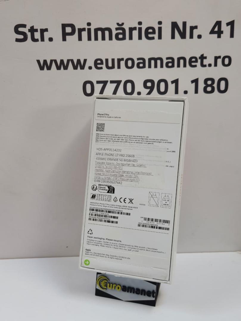 Telefon mobil Apple iPhone 17 Pro, 256GB, 5G, Cosmic Orange image 1