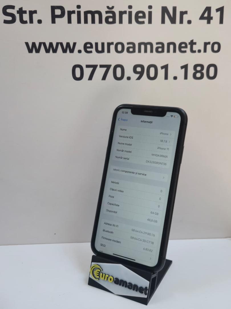 Telefon mobil Apple iPhone 11, 64GB, Black, 72% Baterie image 2