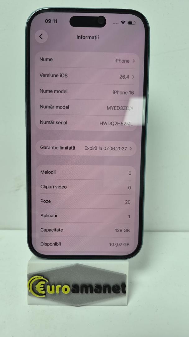 Telefon mobil Apple iPhone 16, 128GB, 5G, Green, baterie 100%, 5 cicluri de incarcare image 4