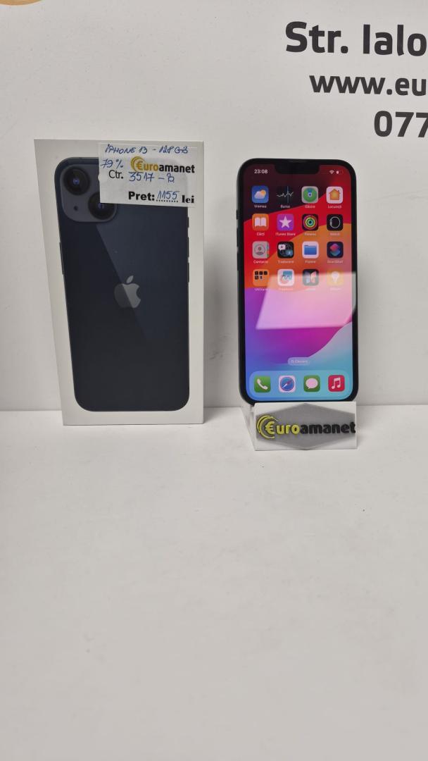 Telefon mobil Apple iPhone 13, 128GB, 5G, Midnight, 79% baterie image 1