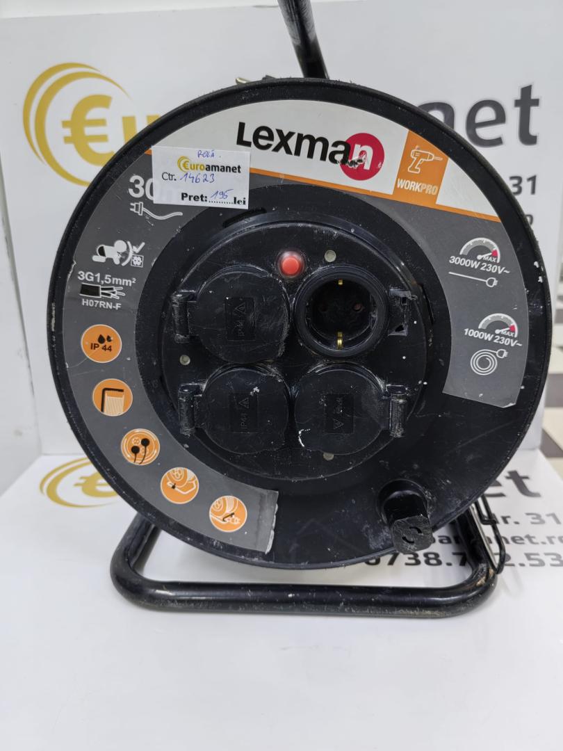 Tambur Lexman, IP44, 4 prize, 3 x 1.5 mmp, 30 m, negru image 1