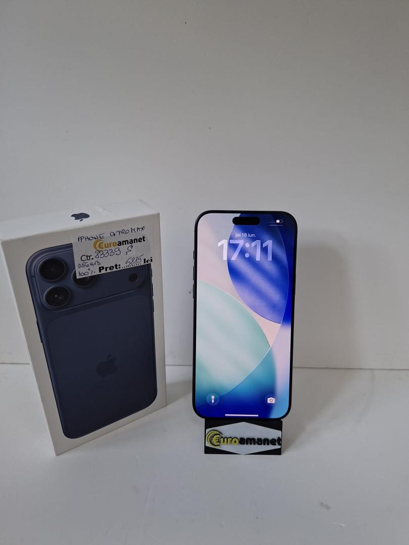 Telefon mobil Apple iPhone 17 Pro Max, 256GB, 5G, Deep Blue