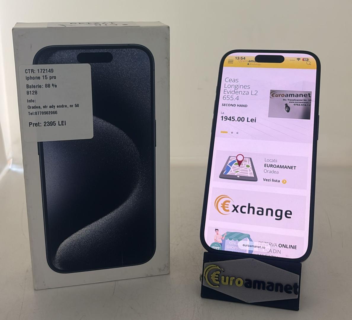 Telefon mobil Apple iPhone 15 Pro, 128GB, 5G / 88 % Bat