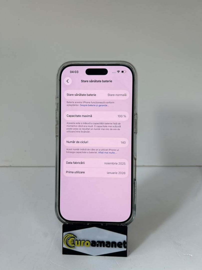 Telefon mobil Apple iPhone 17 Pro, 256GB, 5G, Silver,100% bat. image 2