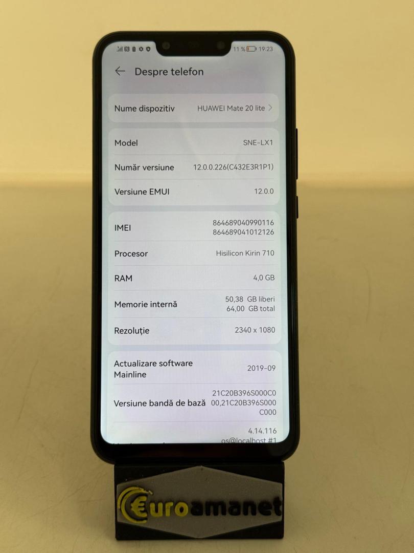 Telefon mobil Huawei Mate 20 Lite, 64GB, 4GB RAM, Black image 2