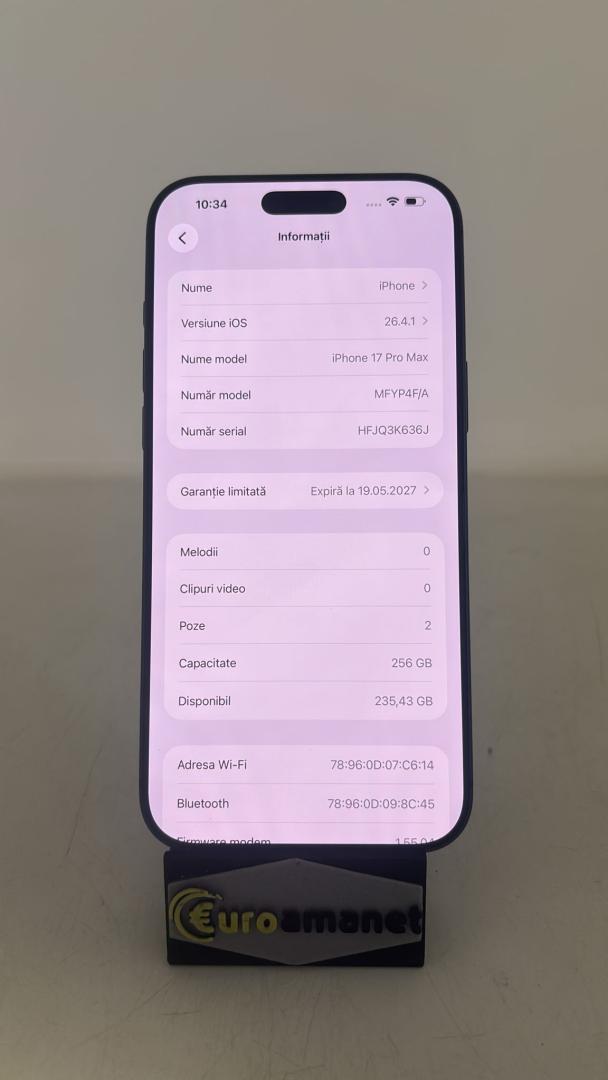 Telefon mobil Apple iPhone 17 Pro Max, 256GB, 5G / 3 Cicluri image 3