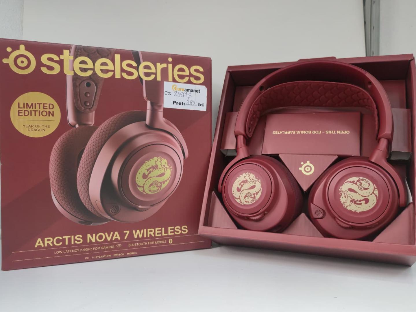 Casti Gaming Wireless SteelSeries Arctis Nova 7 Dragon Edition Over-Ear Bluetooth Rosu