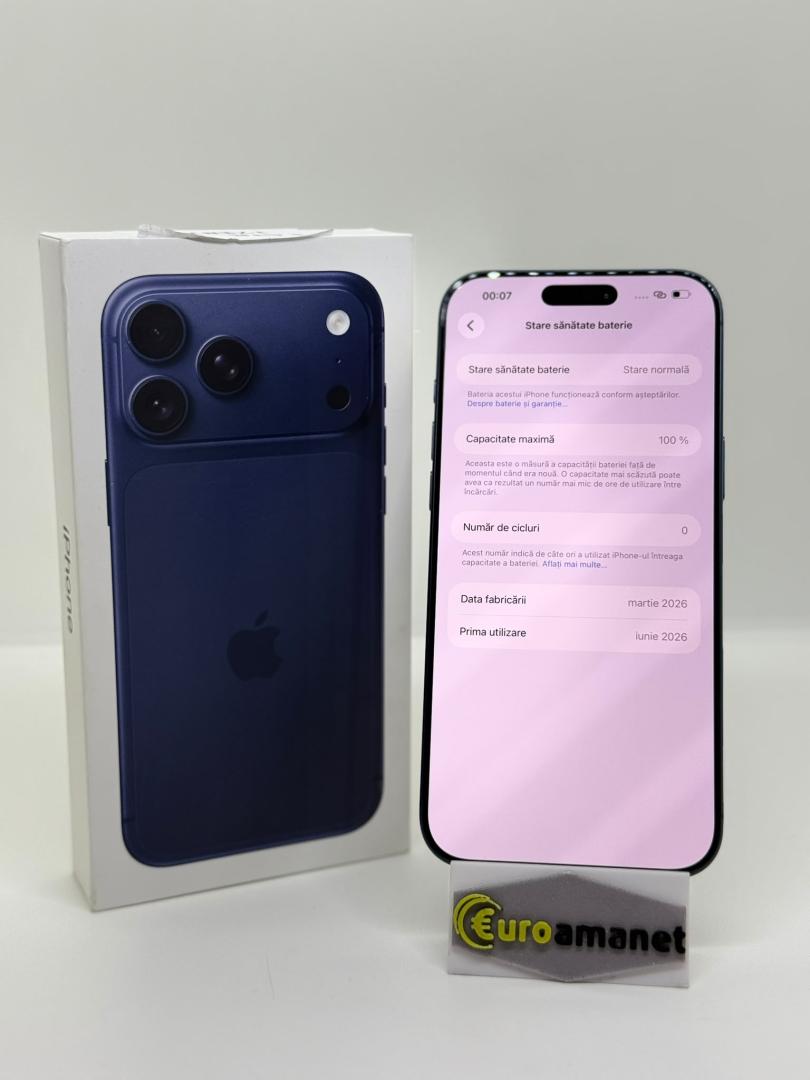 Telefon mobil Apple iPhone 17 Pro Max, 256GB, 5G, Deep Blue