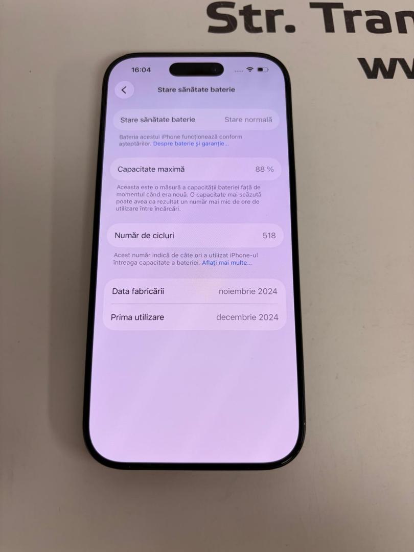 Telefon iPhone 16 Pro, 128GB, 5G, Black Titanium, bat.88% image 2