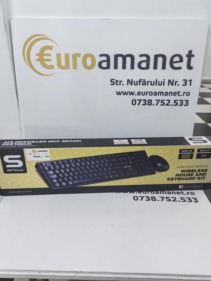 Kit tastatura + mouse Serioux NK9800WR, Wireless, Negru image 1
