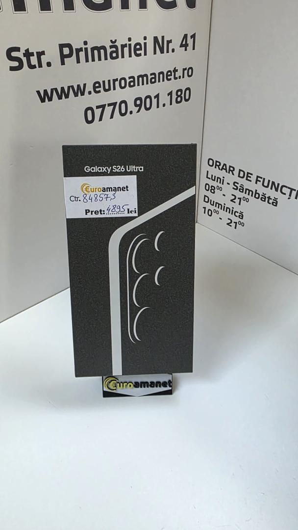 Telefon mobil Samsung Galaxy S26 Ultra, Dual SIM, 12GB RAM, 512GB, 5G, Black, Sigilat