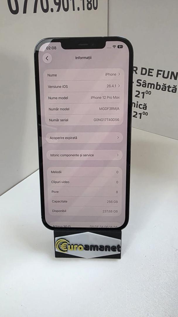 Telefon mobil Apple iPhone 12 Pro Max, 256GB, 5G, Pacific Blue, 71% Baterie image 2