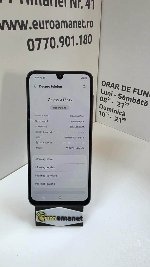 Telefon mobil Samsung Galaxy A17, Dual SIM, 4GB RAM, 128GB, 5G, Black image 2