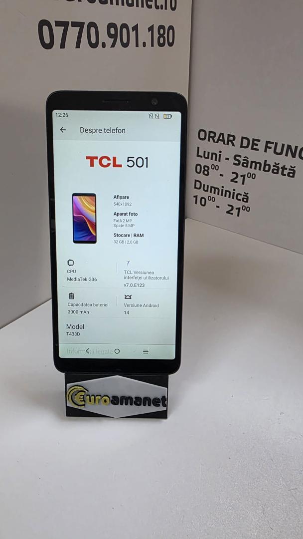 Telefon mobil TCL 501, 2GB RAM, 32GB, 4G, Prime Black image 2