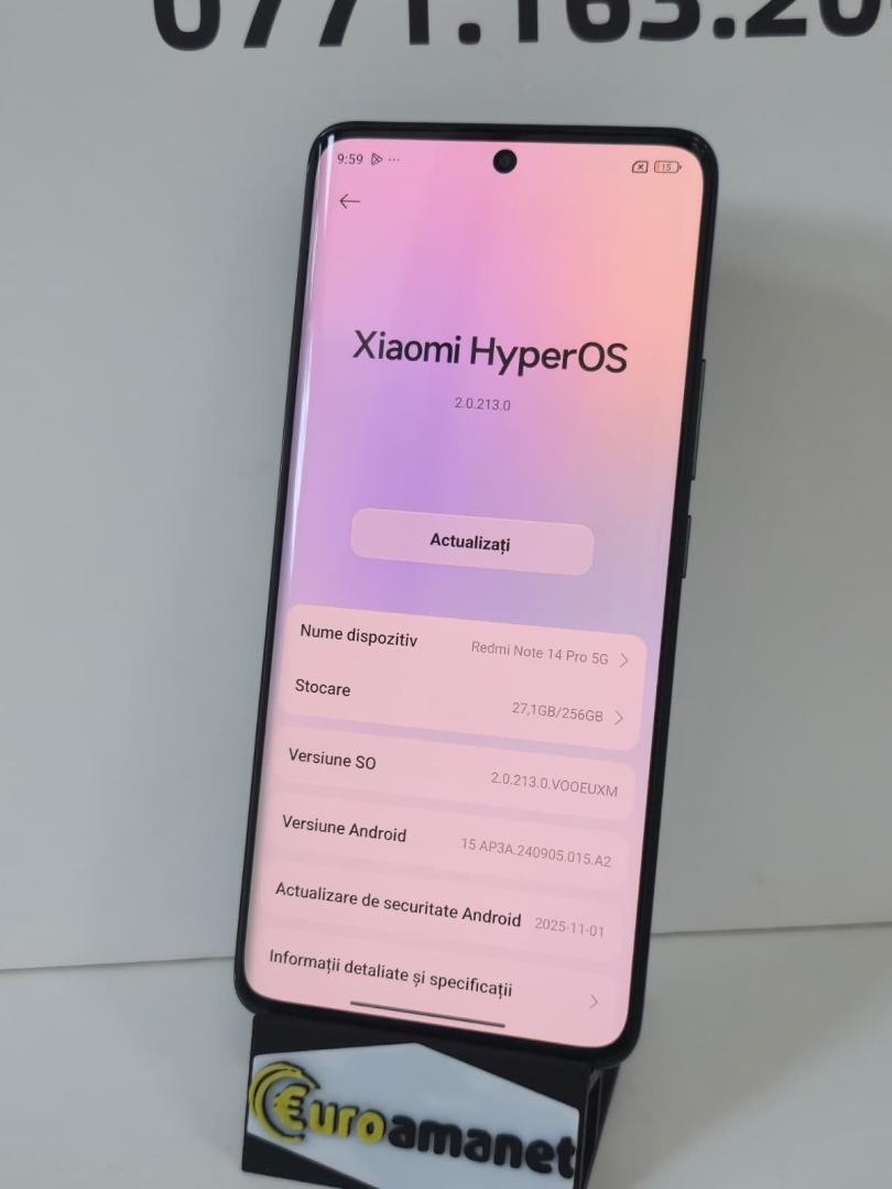 Telefon mobil Xiaomi Redmi Note 14 Pro, 8GB RAM, 256GB, 5G, Midnight Black image 3