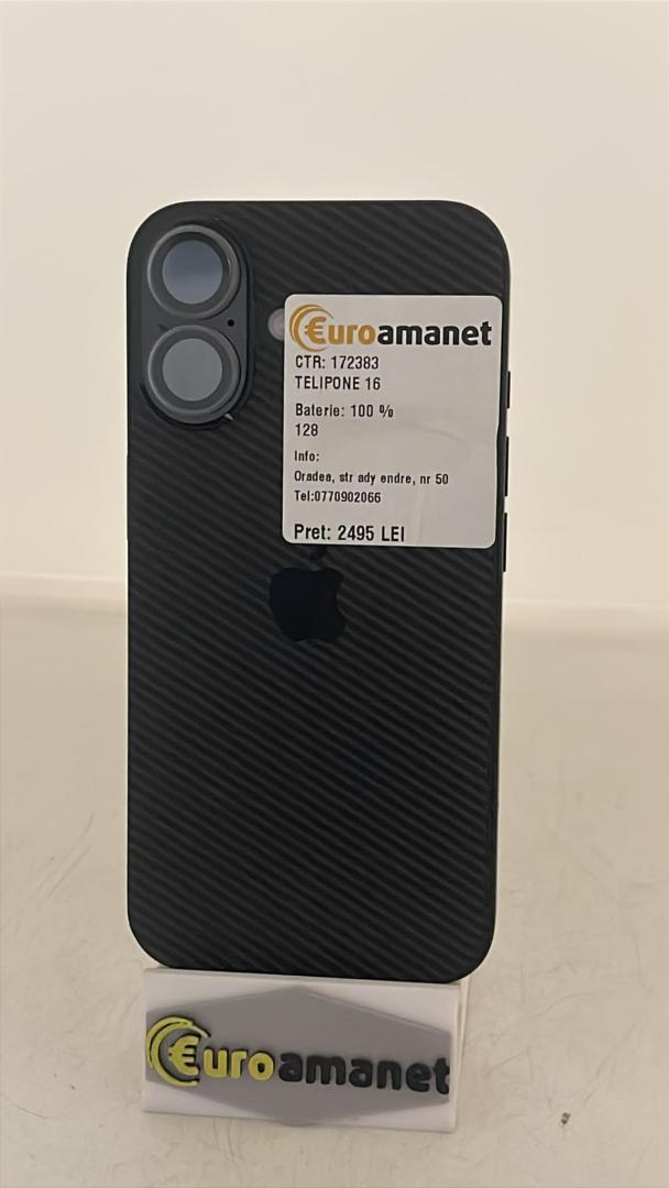 Telefon mobil Apple iPhone 16, 128GB, 5G, Black image 1