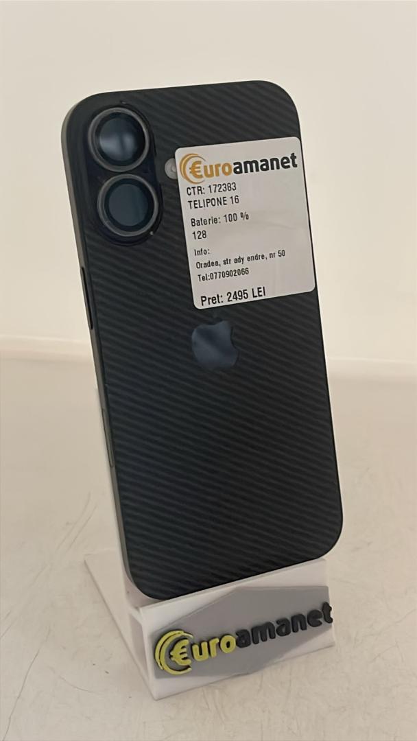 Telefon mobil Apple iPhone 16, 128GB, 5G, Black image 3