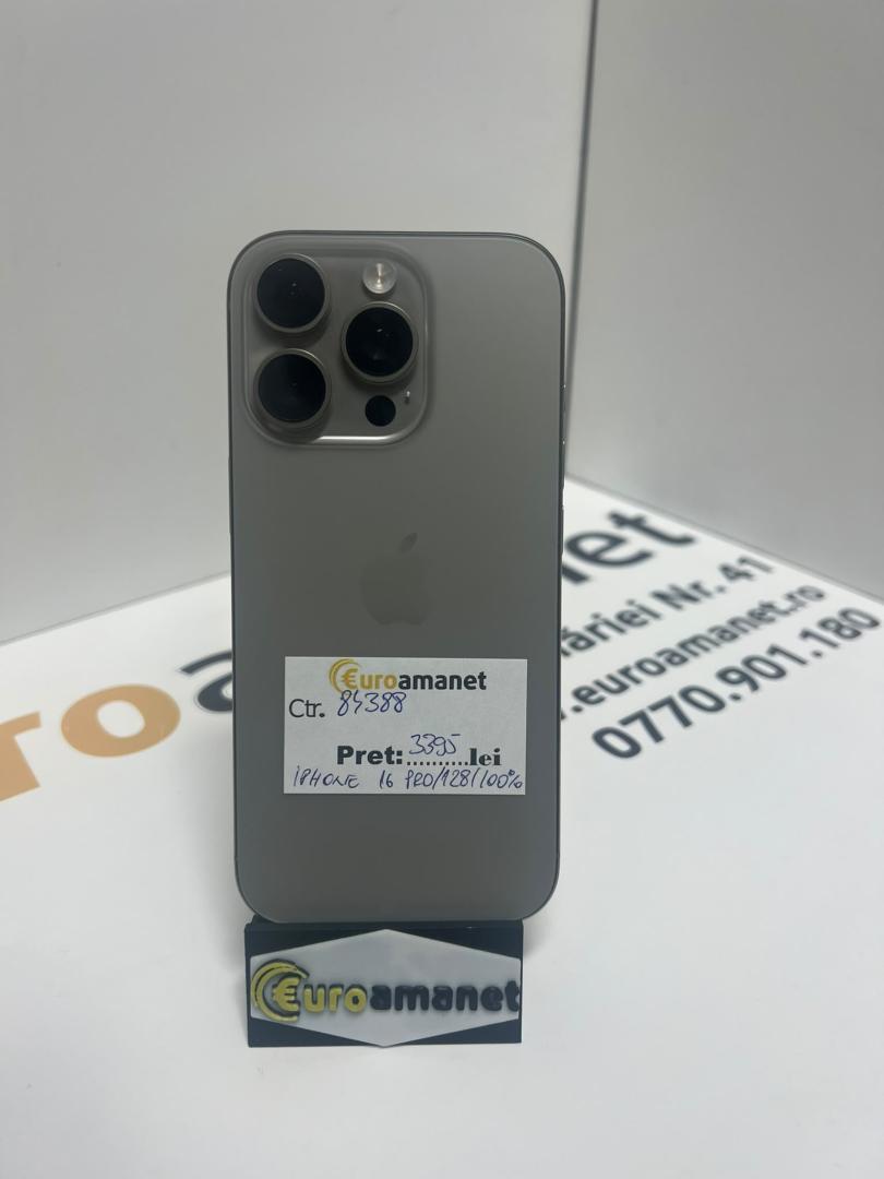 Telefon mobil Apple iPhone 16 Pro, 128GB, 5G, Natural Titanium, Bat 100% 83 cicluri incarcare image 2