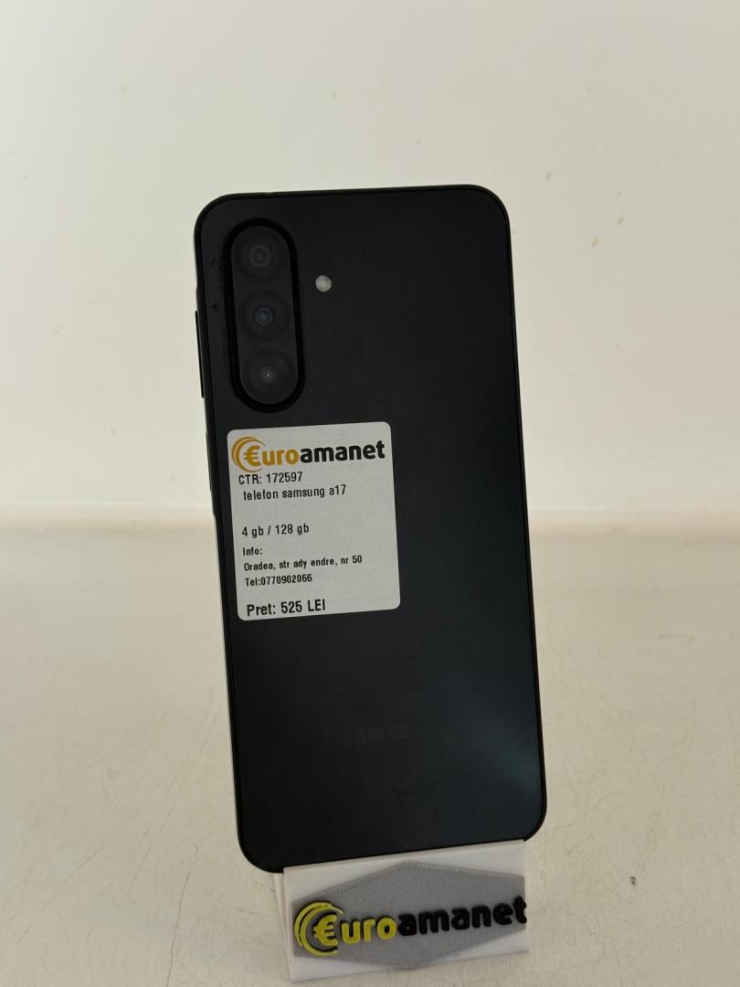 Telefon mobil Samsung Galaxy A17, Dual SIM, 4GB RAM, 128GB, 5G, Black image 1