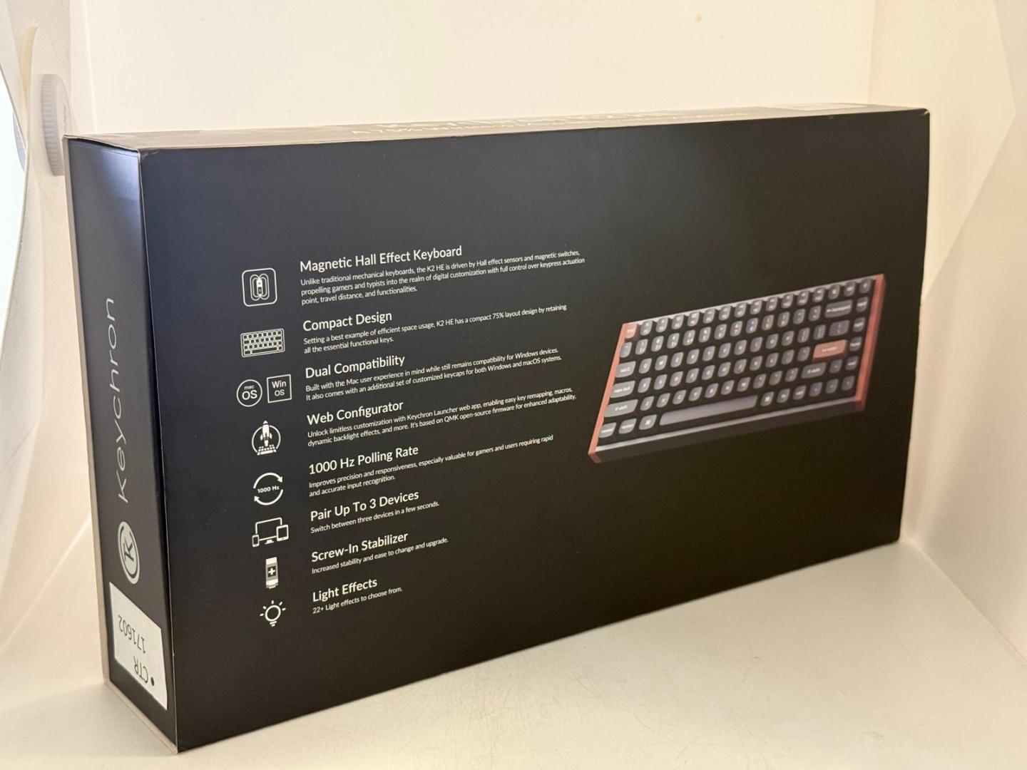 Tastatura mecanica wireless Keychron K2 HE, 2.4GHz/Bluetooth, switch-uri magnetice, aluminiu si lemn, taste double-shot PBT, special edition, negru image 1