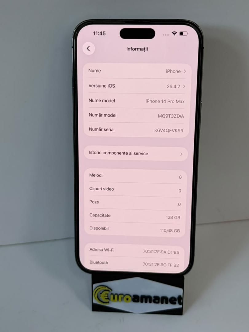 Telefon mobil Apple iPhone 14 Pro Max, 128GB, 5G, Deep Purple, 77% Baterie image 3
