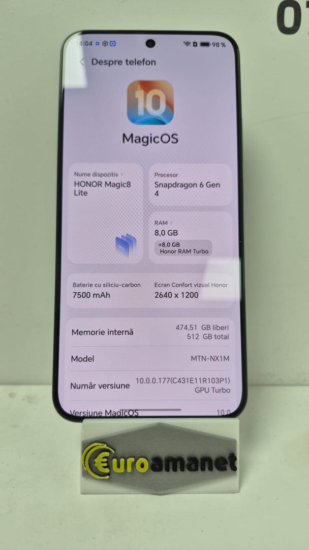 Telefon mobil HONOR Magic 8 Lite, Dual SIM, 8GB RAM, 512GB, Black image 2