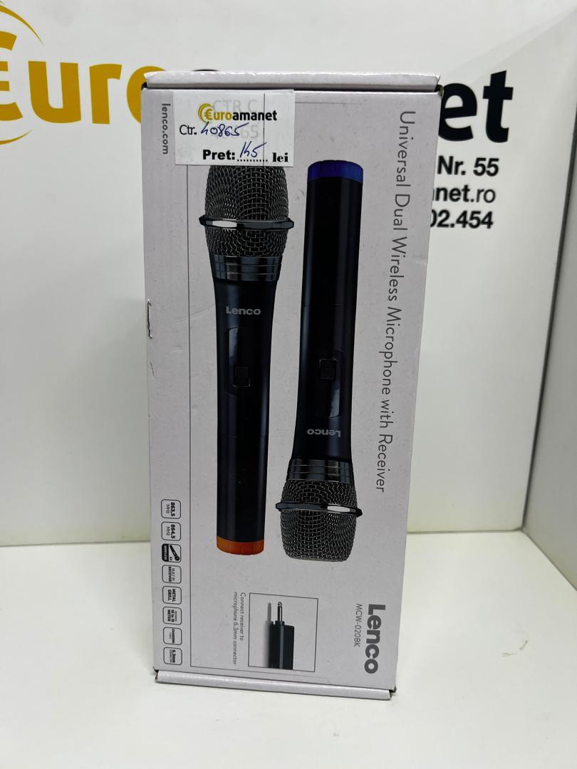 Set 2 microfoane wireless Lenco MCW-020BK, Receiver wireless,6.3mm image 1