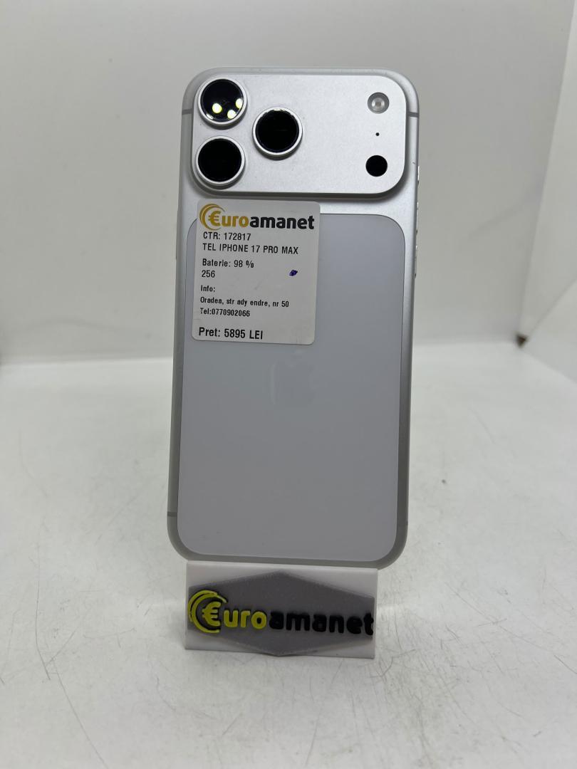 Telefon mobil Apple iPhone 17 Pro Max, 256GB, 5G, Silver, Bat 98% image 2