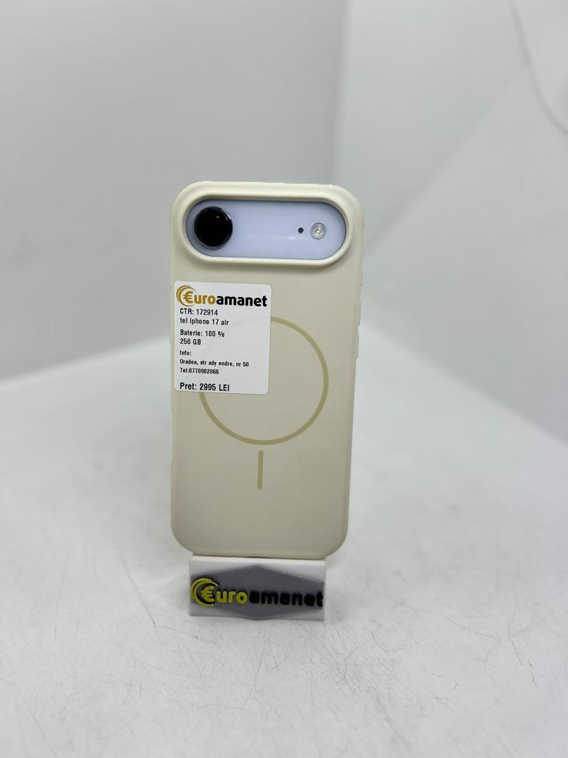 Telefon mobil Apple iPhone 17 Air, 256GB, 5G, Sky Blue, Bat 100% image 2