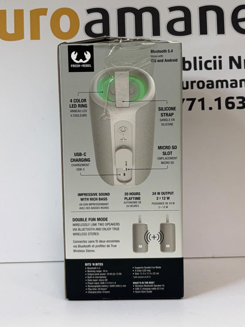 Boxa Portabila Bluetooth Fresh 'n Rebel Wireless Speaker XL, Autonomie 20h, 24W image 3